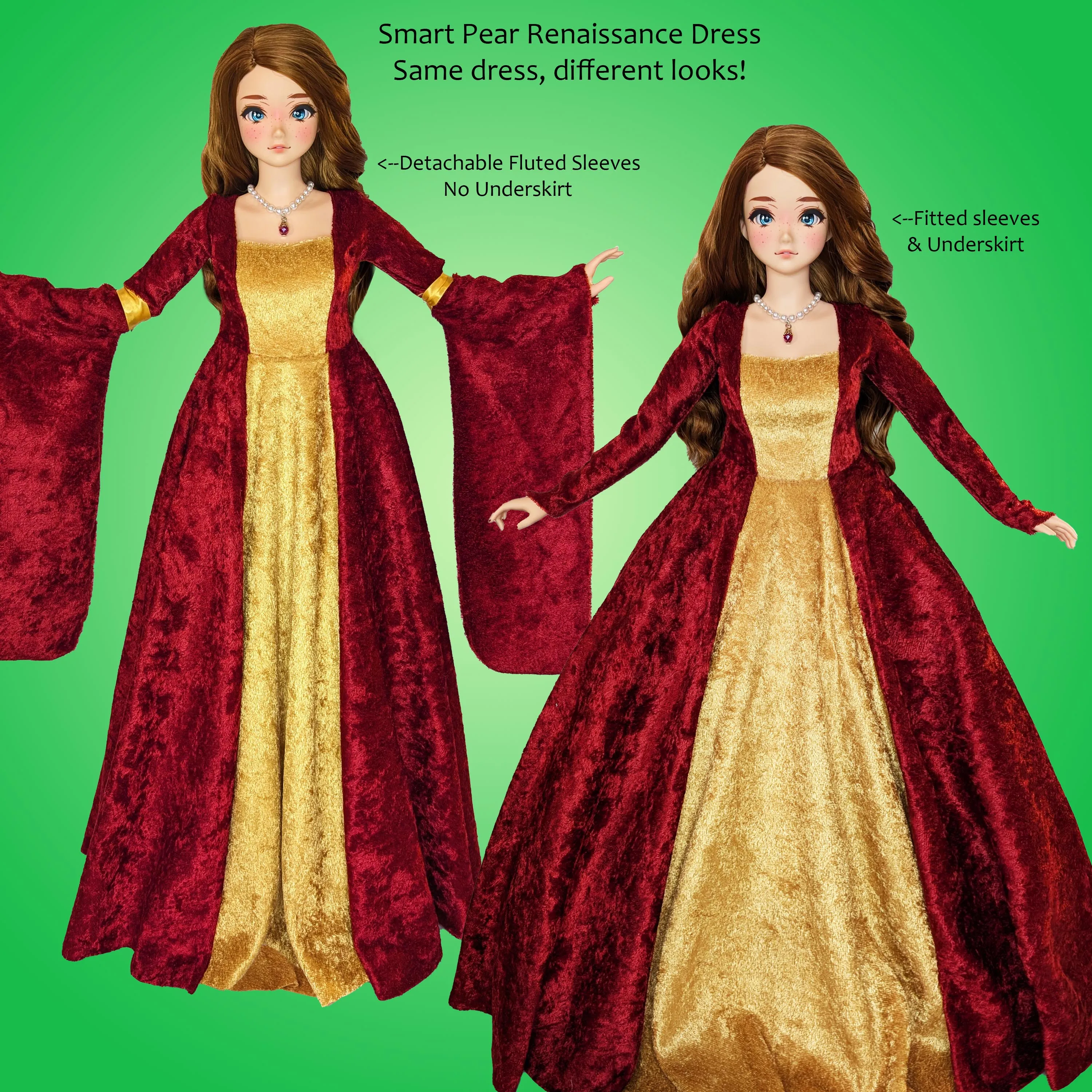 1/3 Smart Pear Vinyl BJD Dolls - Renaissance Gown Renfaire dress - Downloadable RAD Doll Clothes PDF Sewing Pattern