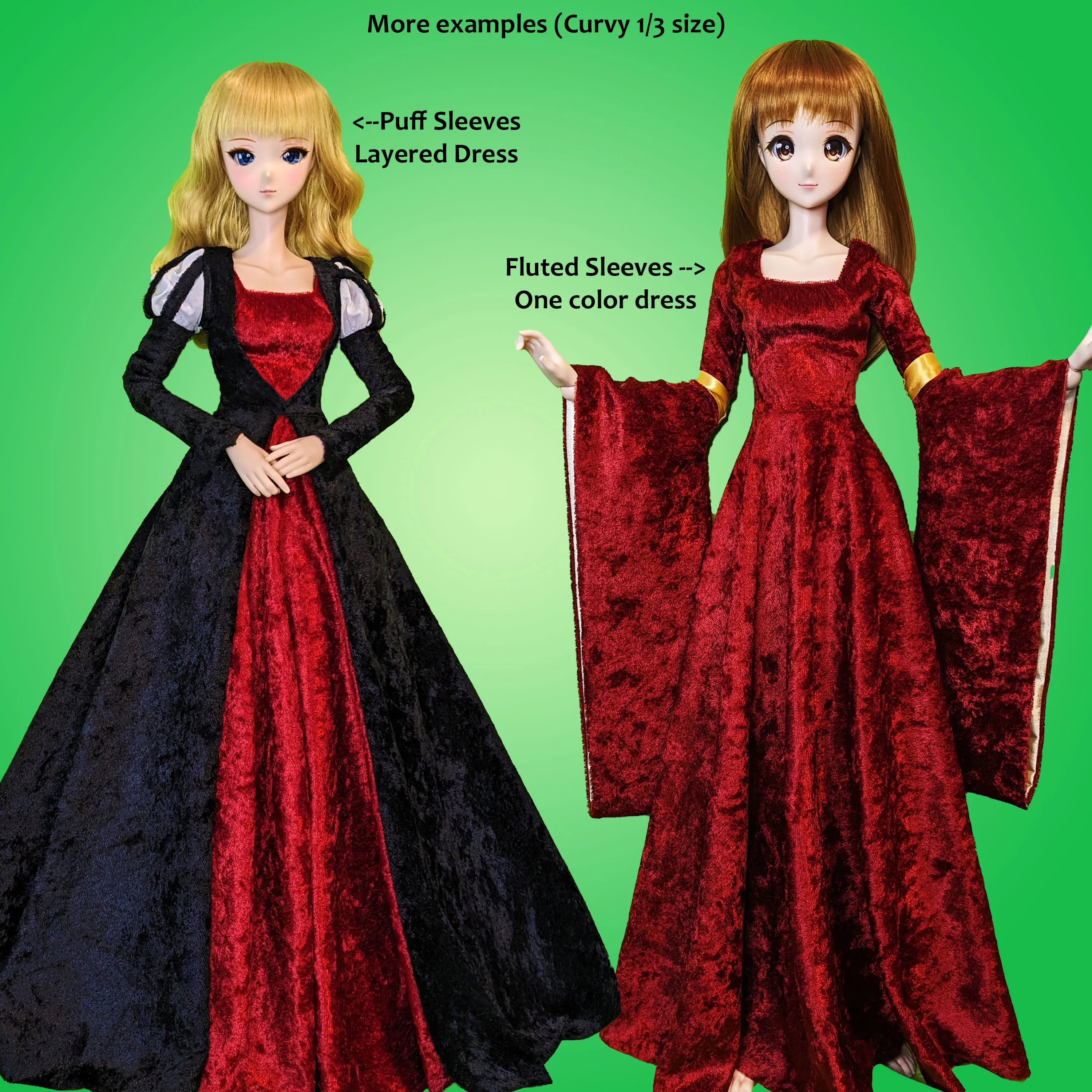 1/3 Smart Pear Vinyl BJD Dolls - Renaissance Gown Renfaire dress - Downloadable RAD Doll Clothes PDF Sewing Pattern