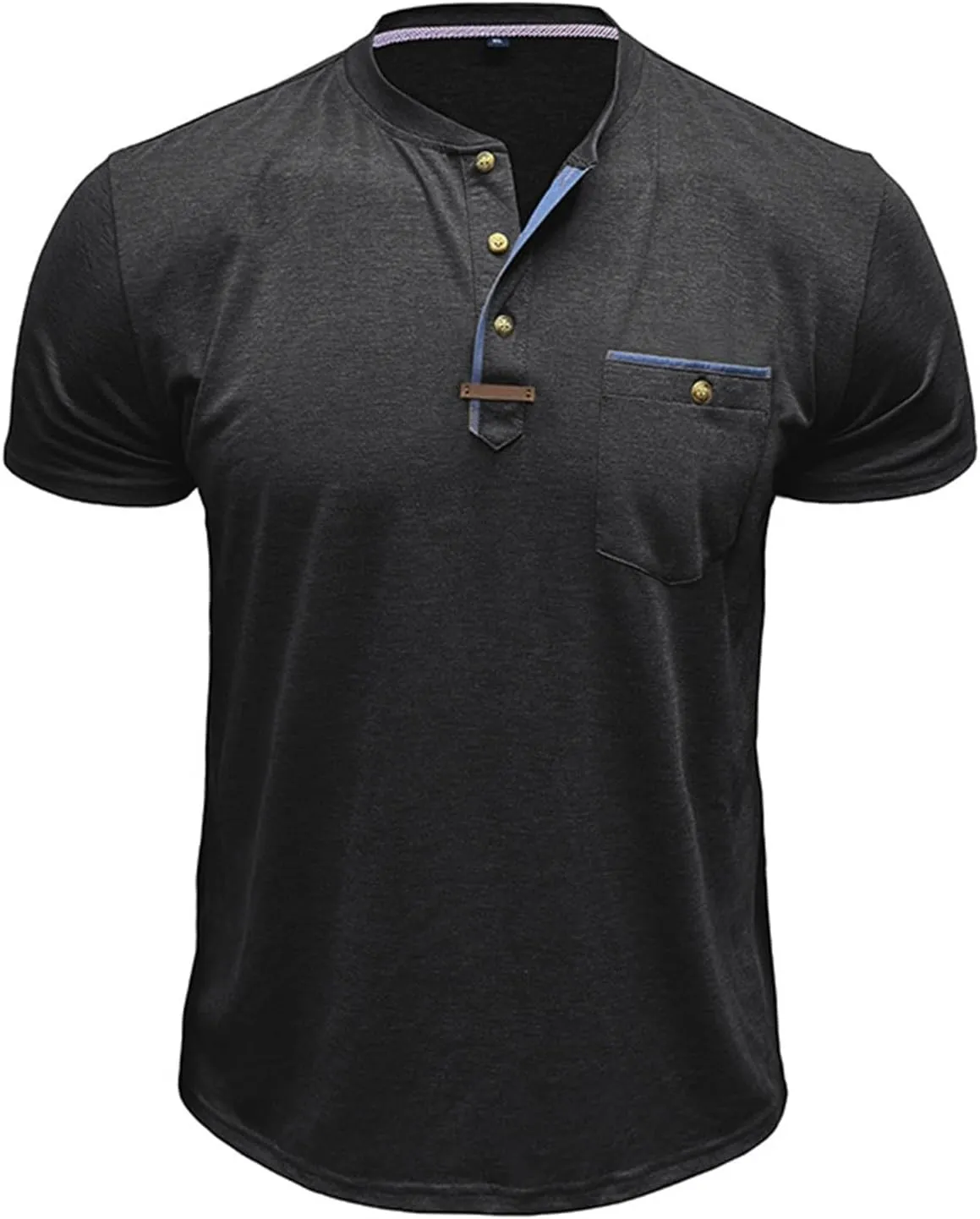 2025 Henley Shirts for Men Short Sleeve Casual T-Shirts Fashion Basic Summer Classic Lightweight Tee Tops with Pocket