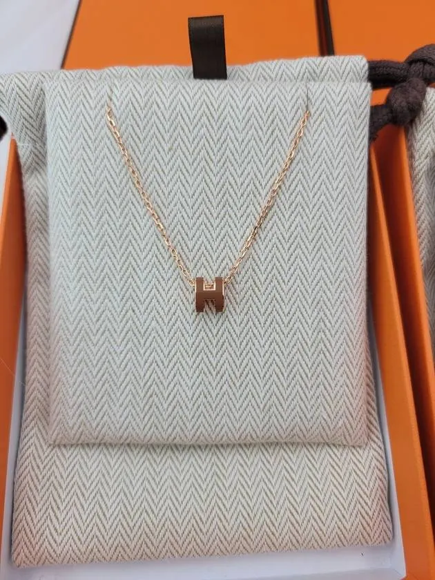 24Ss Hermes Pop-Ache Mini Necklace Pendant Mini Pop H New Gold New Gold Stk