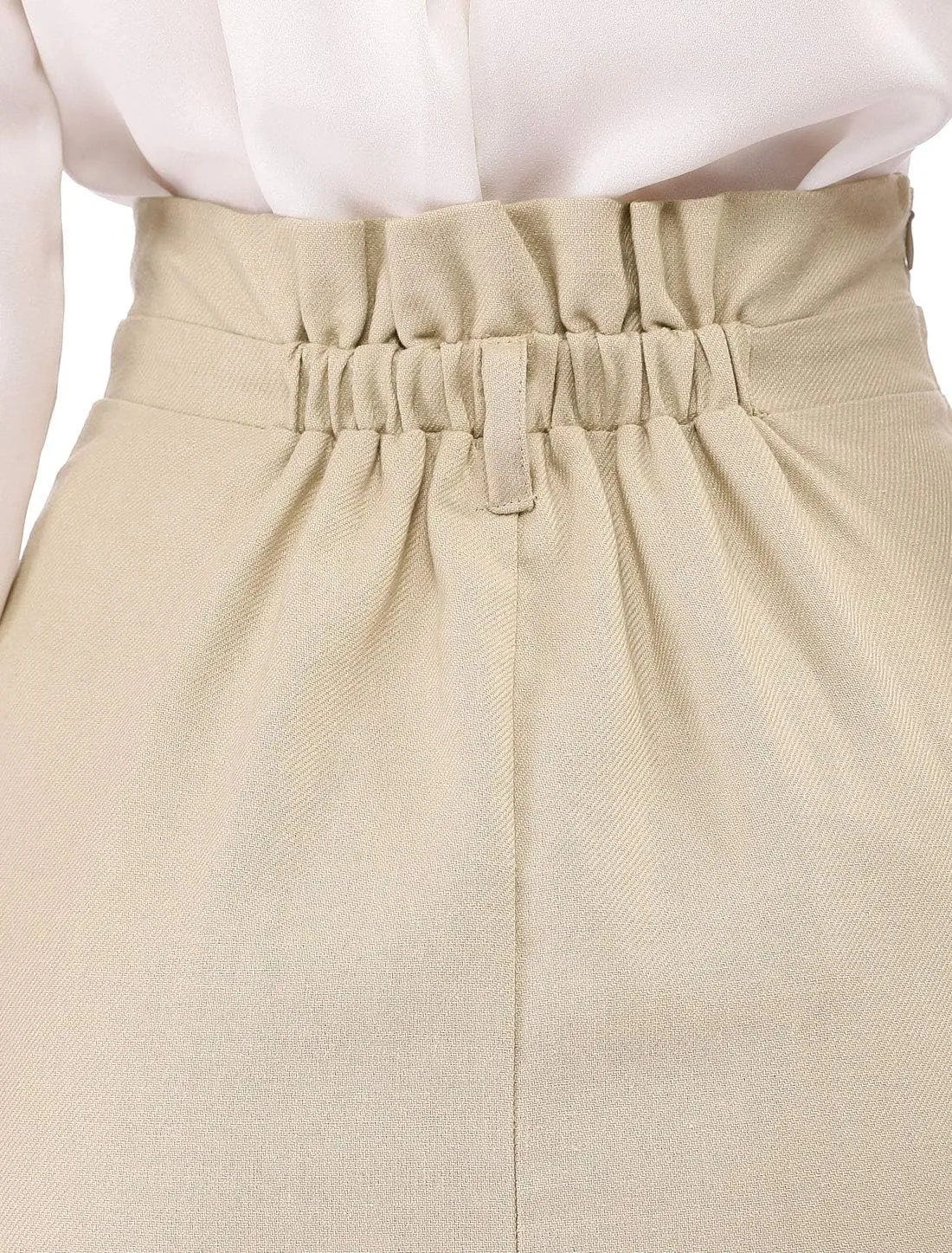 Allegra K Women's Pencil Skirt High Waisted Slit Button Decor Belted Work Skirts