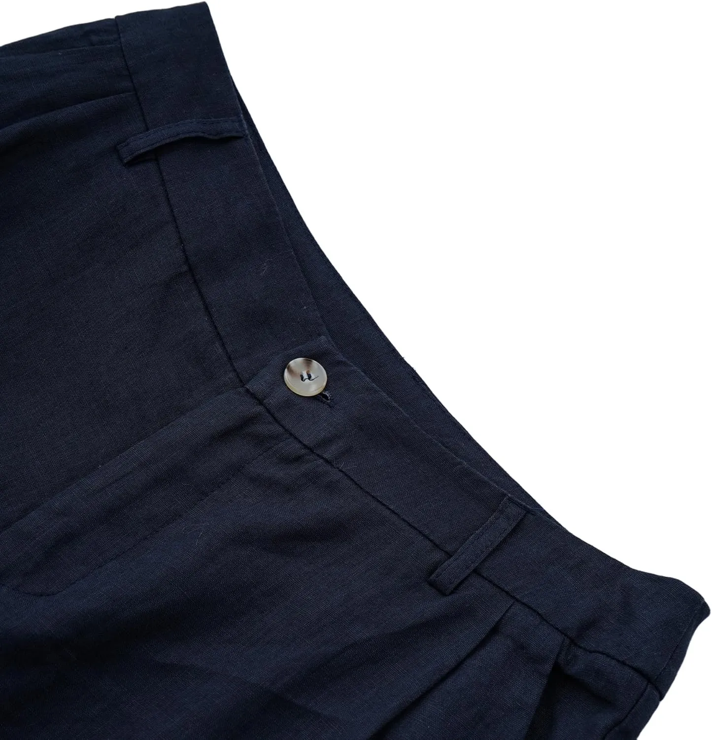 Amazhiyu Women's 100% Linen Summer Classic High-Waisted Straight-Leg Pants Casual