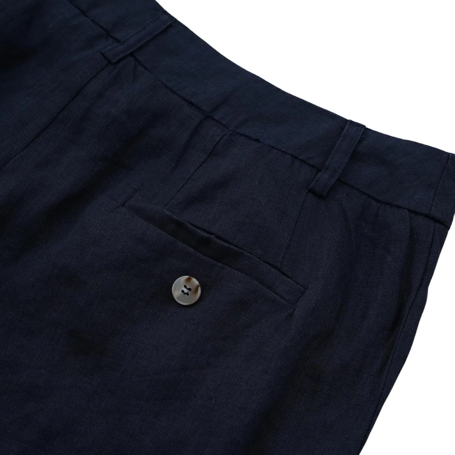Amazhiyu Women's 100% Linen Summer Classic High-Waisted Straight-Leg Pants Casual