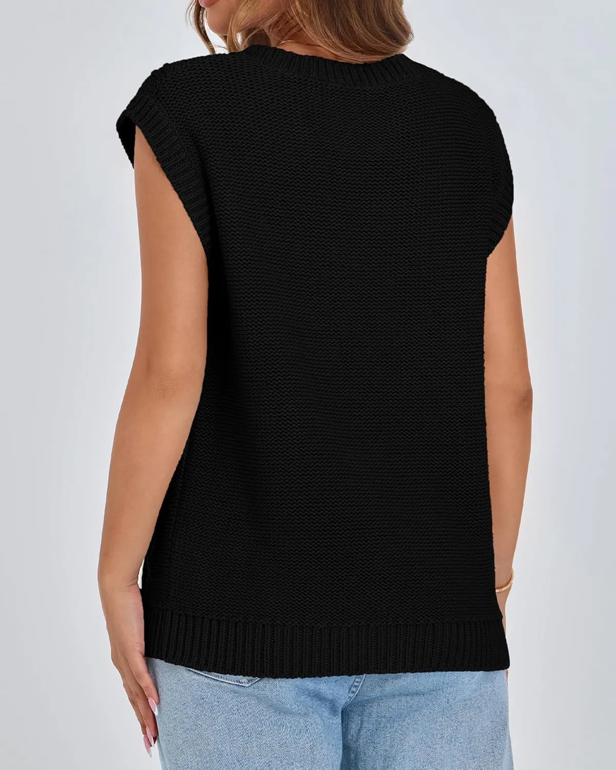 BTFBM Womens Oversized Sweater Vest 2025 Summer V Neck Casual Sleeveless Sweaters Loose Cable Knit Pullover Tops