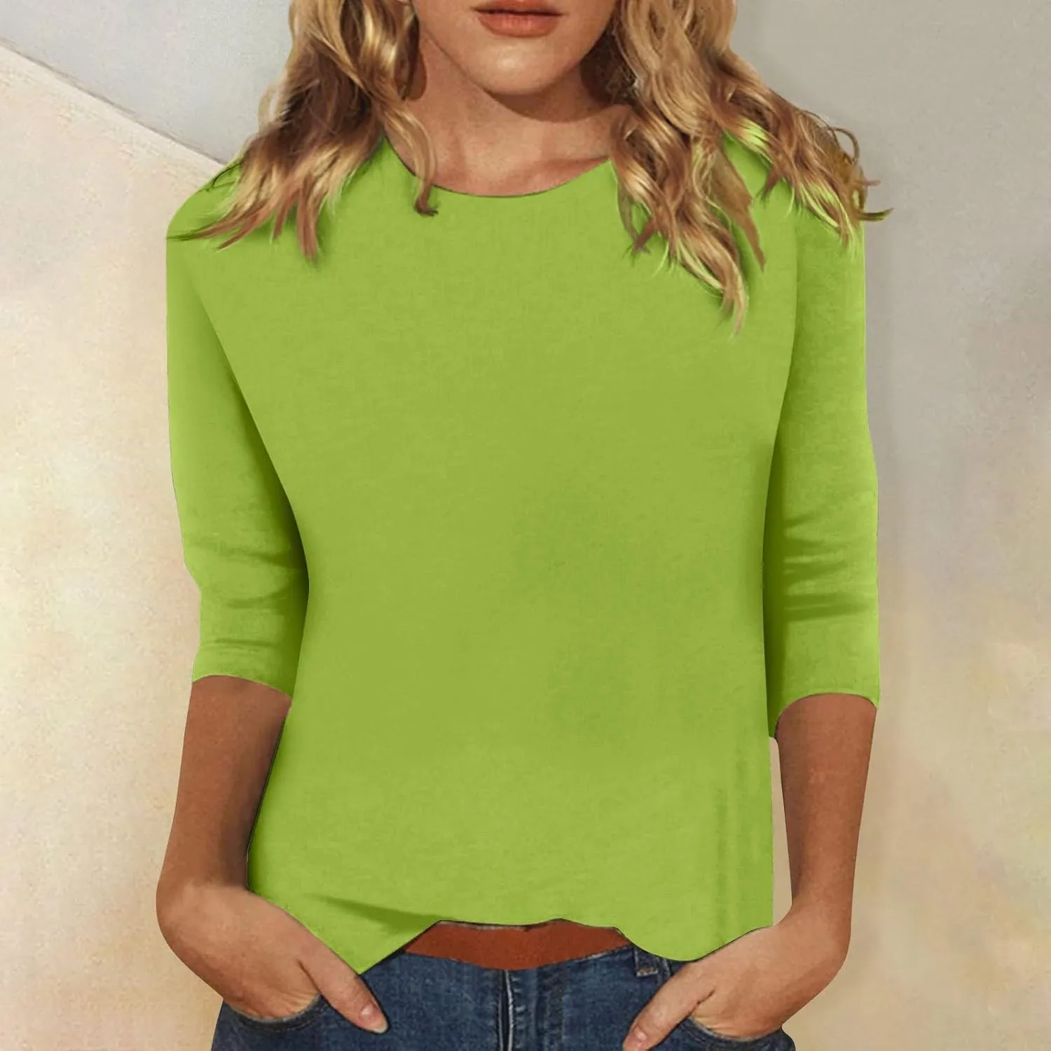 Classic Flowly Spring Top for Women Business Short Sleeve Cool Graphic T Shirt Women Wrinkle Free Round Neck