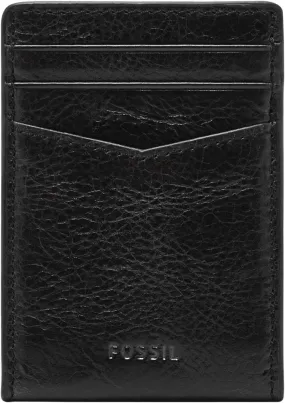 Fossil Men's Andrew Leather Magnetic Card Case with Money Clip Wallet, Black, (Model: ML4173001)