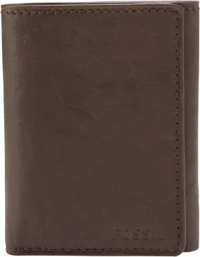 Fossil Men's Ingram Leather Trifold with ID Window Wallet, Brown, (Model: ML3289200)
