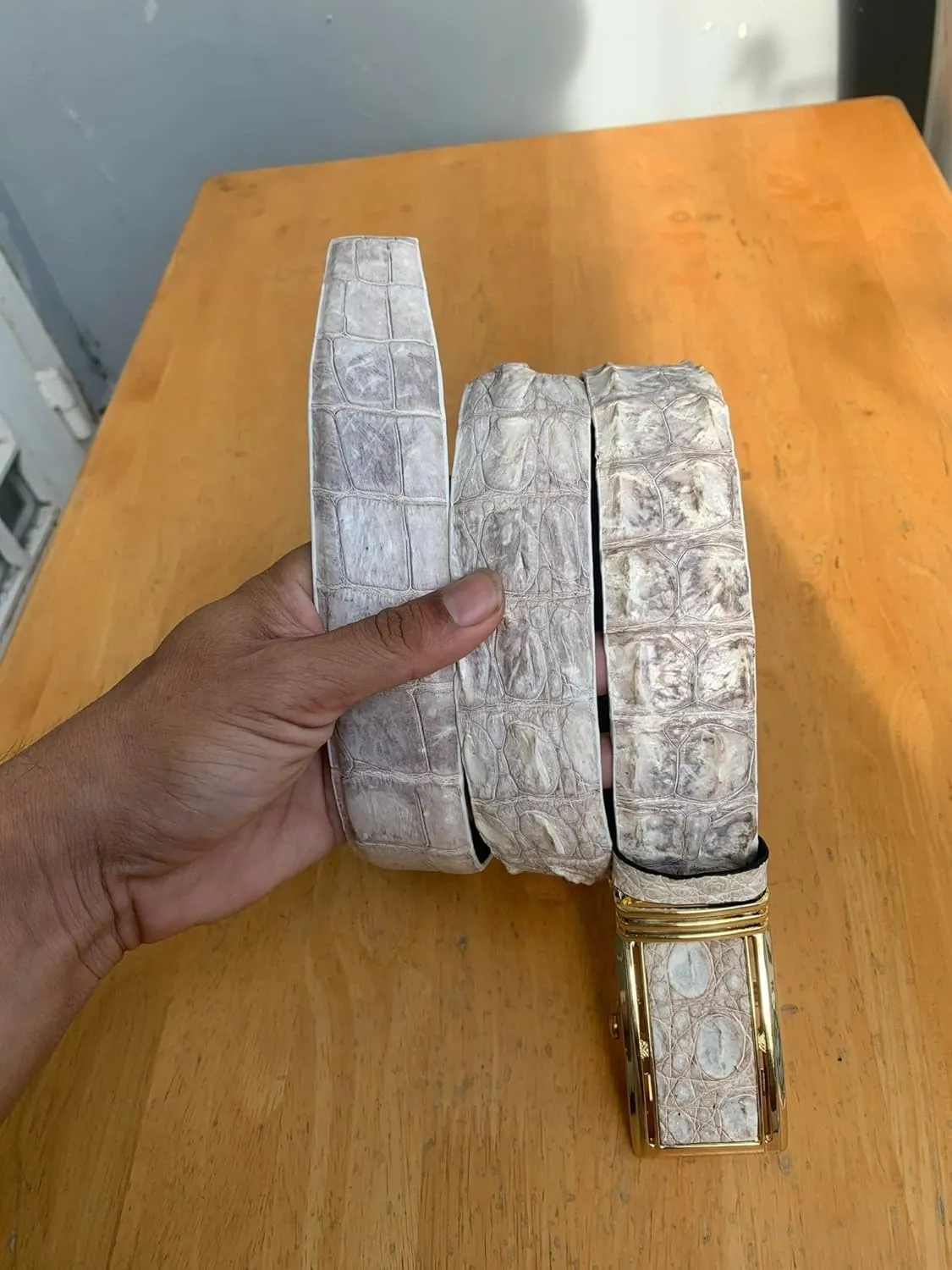 Genuine Himalayan alligator leather belts buckle for men, real Himayalan crocodile Men's belt, gif for him