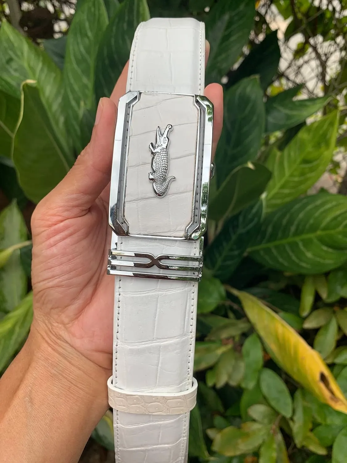 Genuine White crocodile alligator Belly leather skin belts buckle for men, crocodile belts men, Alligator Men's belt