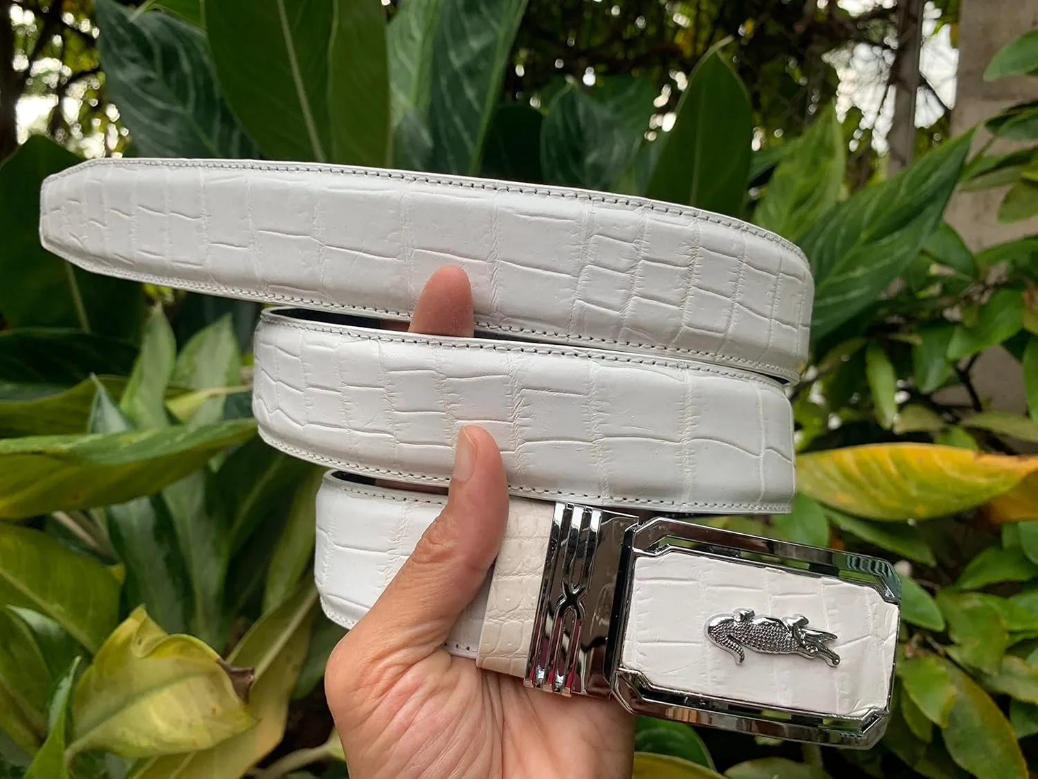 Genuine White crocodile alligator Belly leather skin belts buckle for men, crocodile belts men, Alligator Men's belt