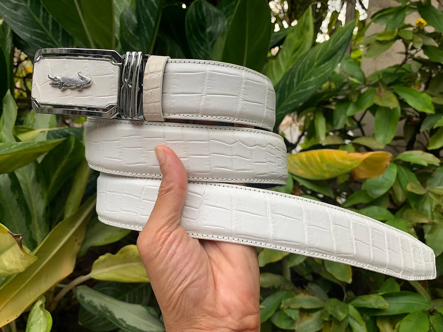 Genuine White crocodile alligator Belly leather skin belts buckle for men, crocodile belts men, Alligator Men's belt