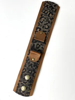 iwatch band with snaps brown leather with snakeskin accents (small)