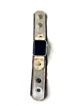iwatch band with snaps silver with gold Croc accents (large)