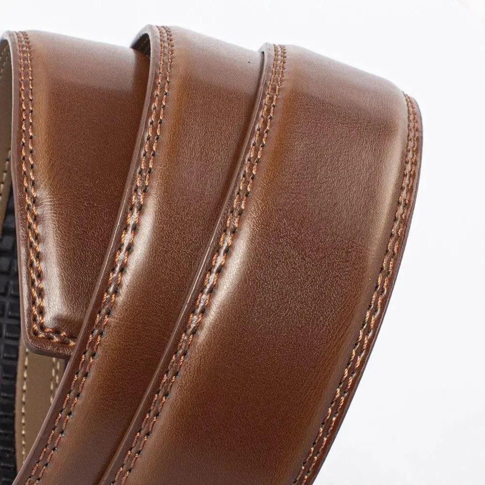 Mens Belt Genuine Leather Luxury Belt Metal Automatic Alloy Buckle Fashion Ratchet Belts for Men