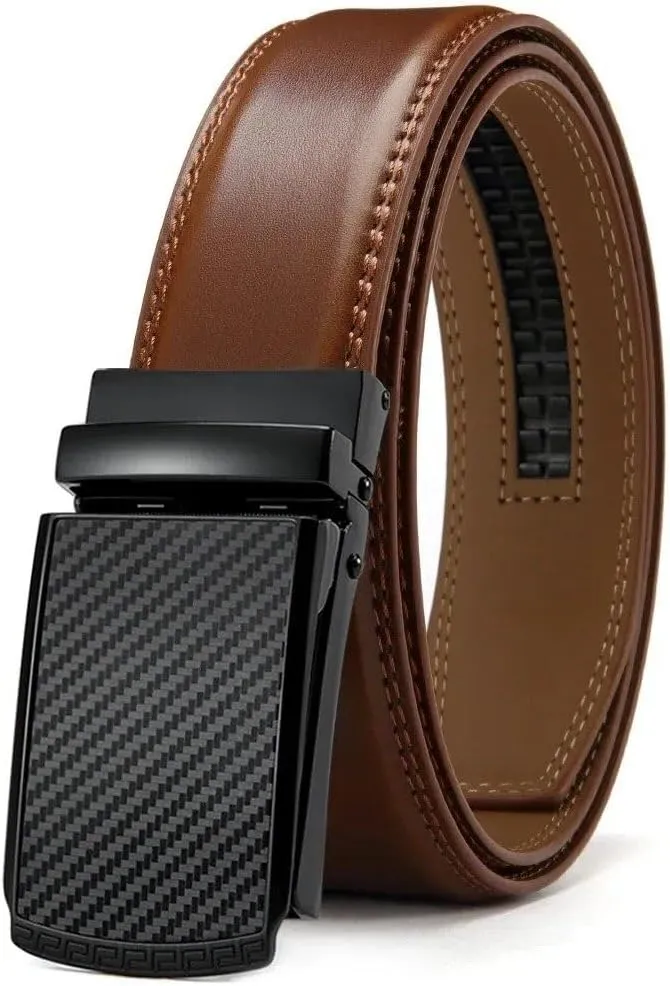 Mens Belt Genuine Leather Luxury Belt Metal Automatic Alloy Buckle Fashion Ratchet Belts for Men
