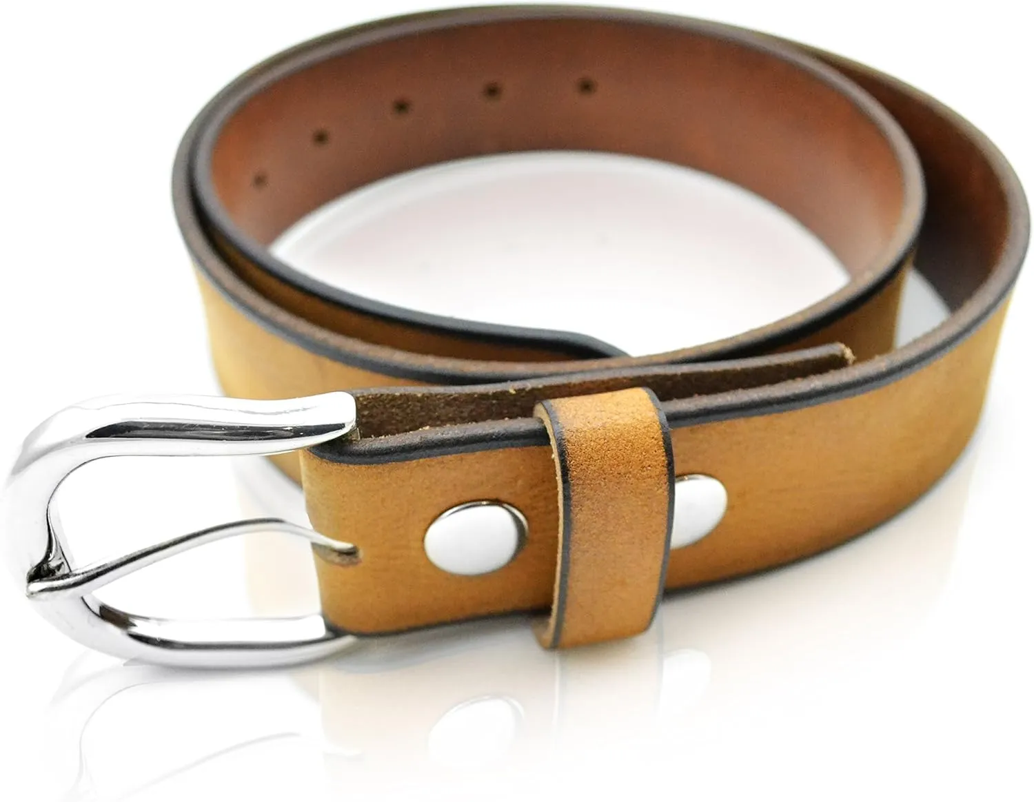 Mens Genuine Leather Belt - Size 32" - 46" - Tan Brown