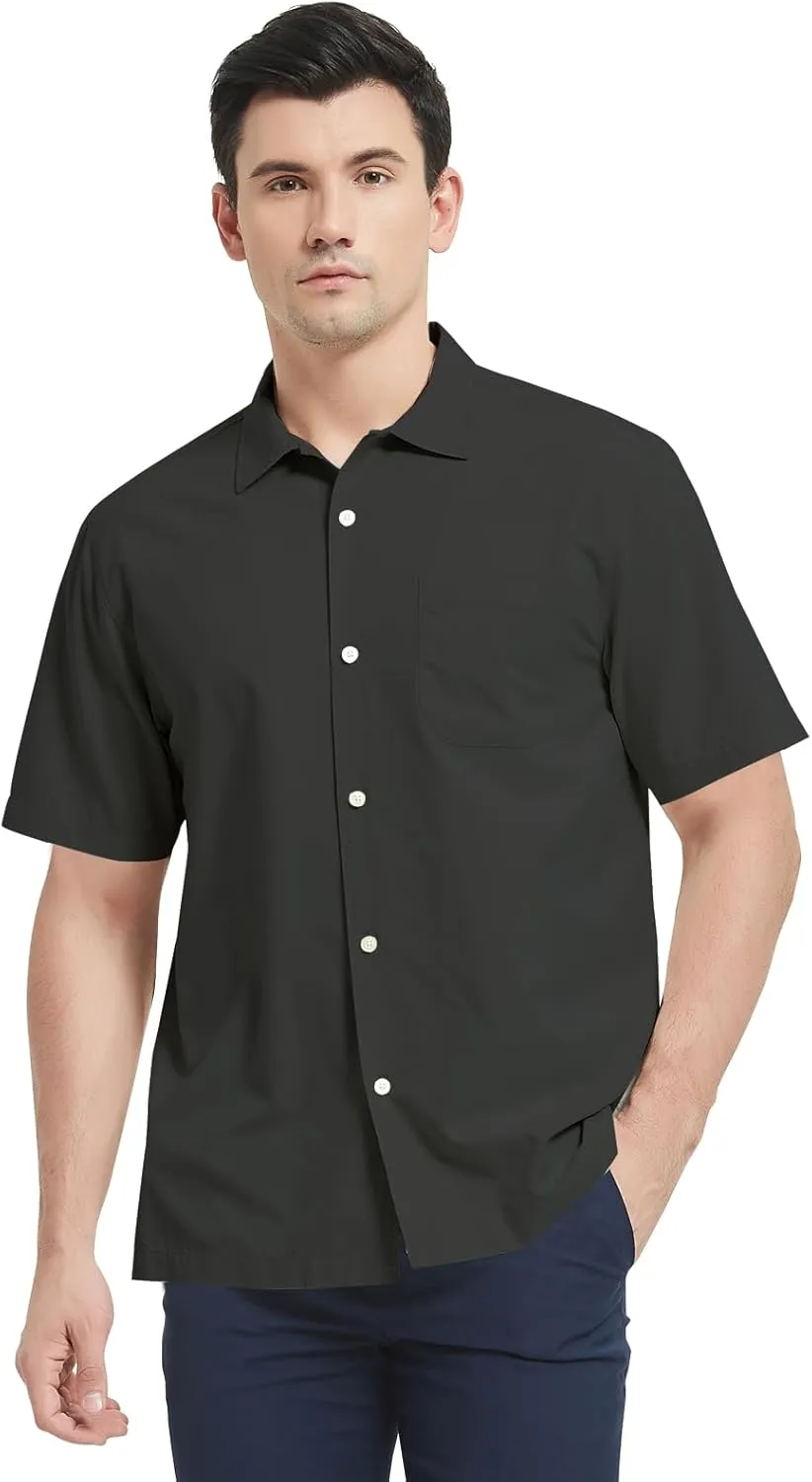 Men's Silk Hawaiian Short Sleeve Button Down Shirt Casual Tropical Holiday Beach Shirts