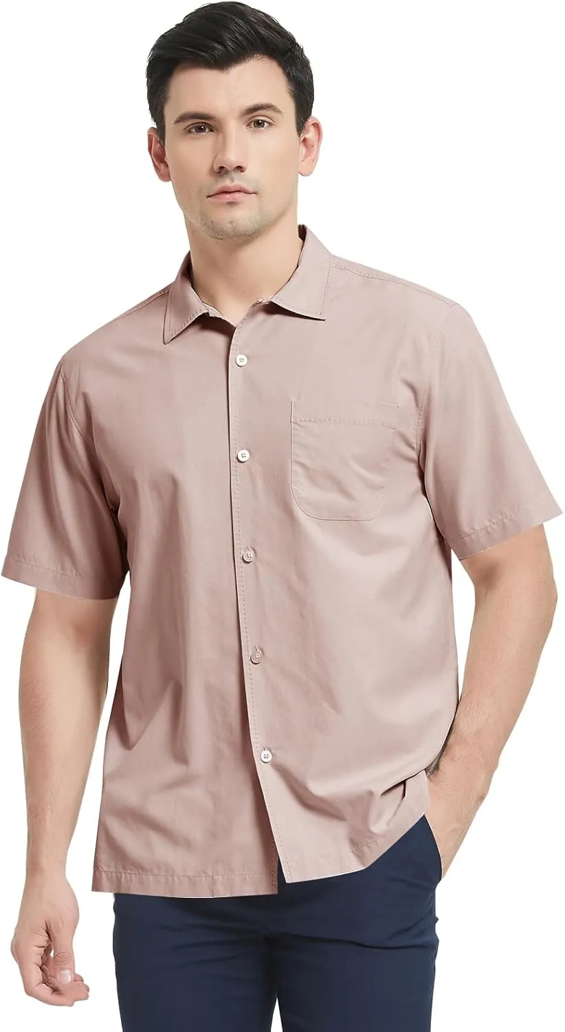 Men's Silk Hawaiian Short Sleeve Button Down Shirt Casual Tropical Holiday Beach Shirts