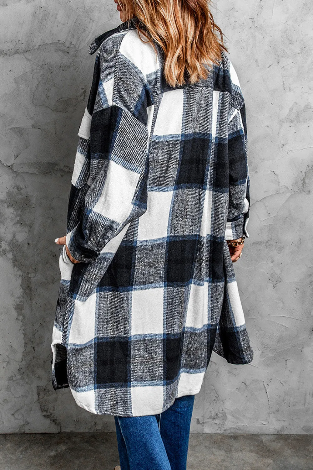 Plaid Print Long Shirt Jacket