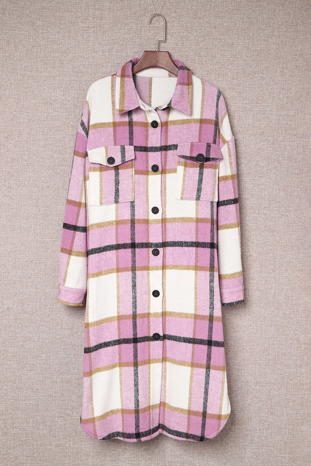 Plaid Print Long Shirt Jacket