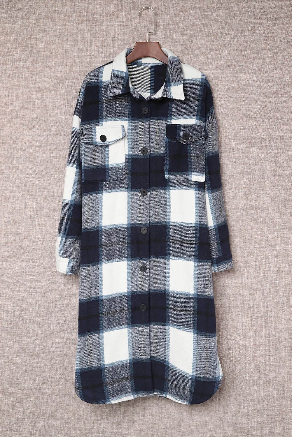 Plaid Print Long Shirt Jacket