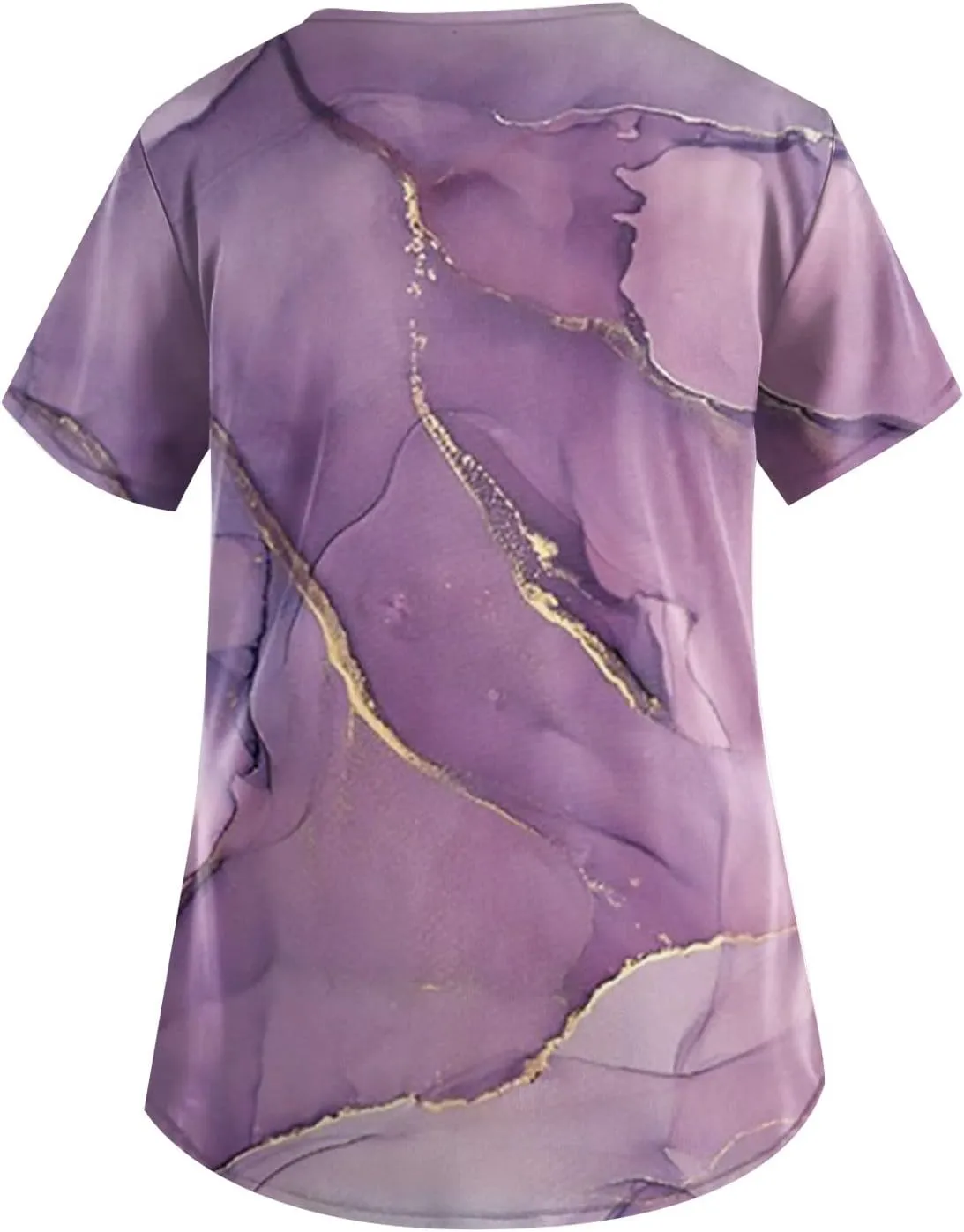 Scrubs for Women Short Sleeve Printing Working T-Shirts V Neck Blouses Classic Fit Scrubs Tops with Pockets