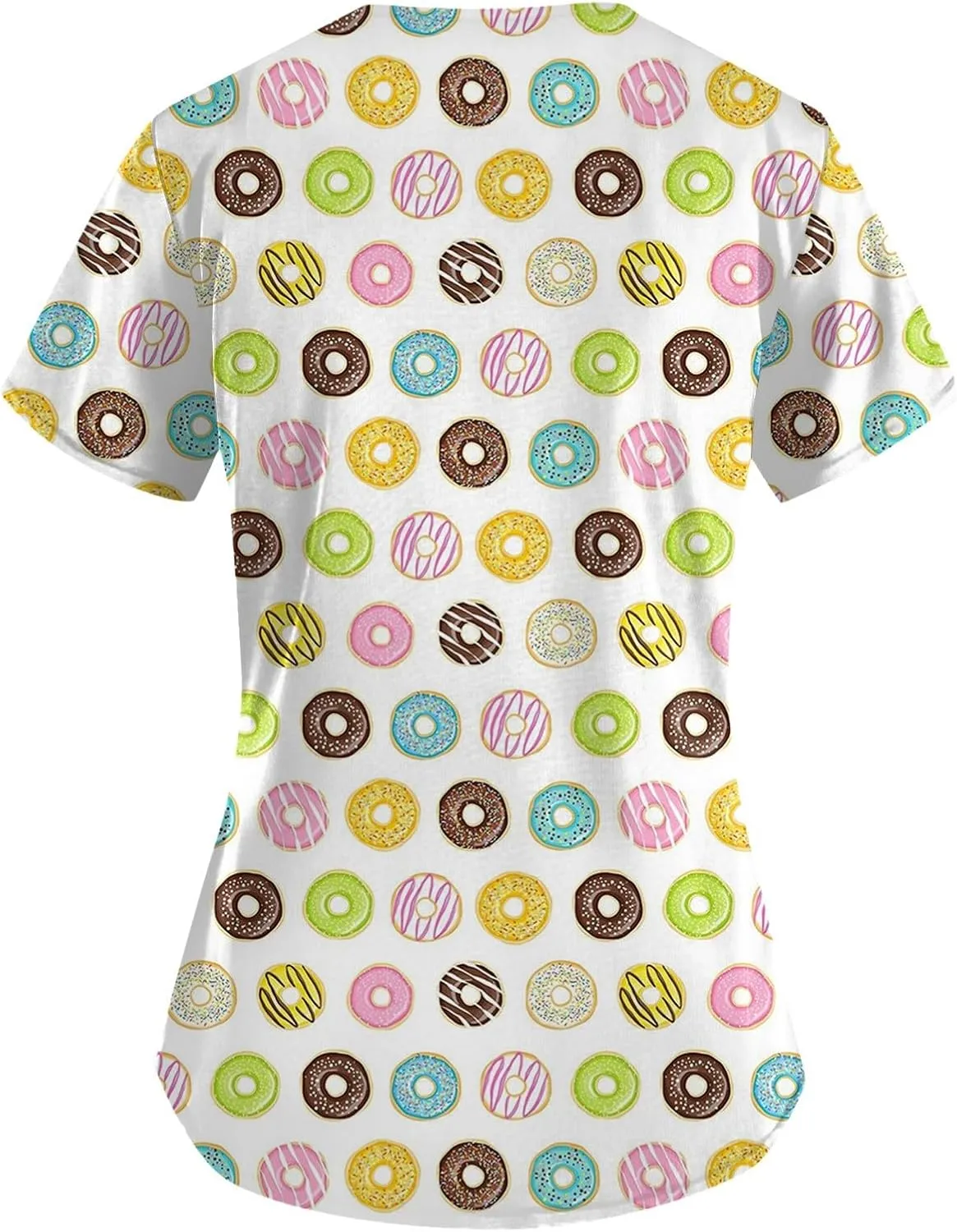 Scrubs for Women Short Sleeve Printing Working T-Shirts V Neck Blouses Classic Fit Scrubs Tops with Pockets