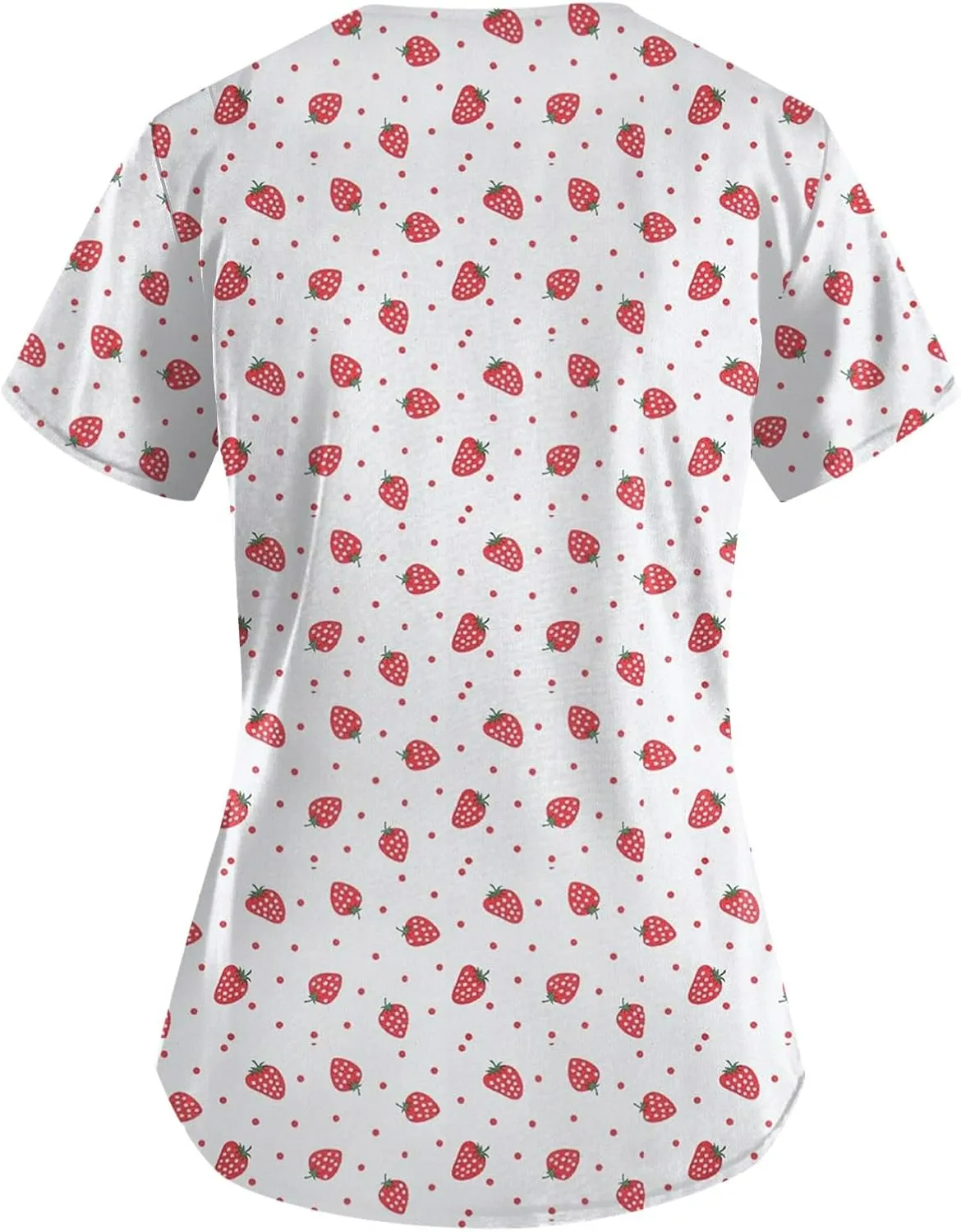 Scrubs for Women Short Sleeve Printing Working T-Shirts V Neck Blouses Classic Fit Scrubs Tops with Pockets
