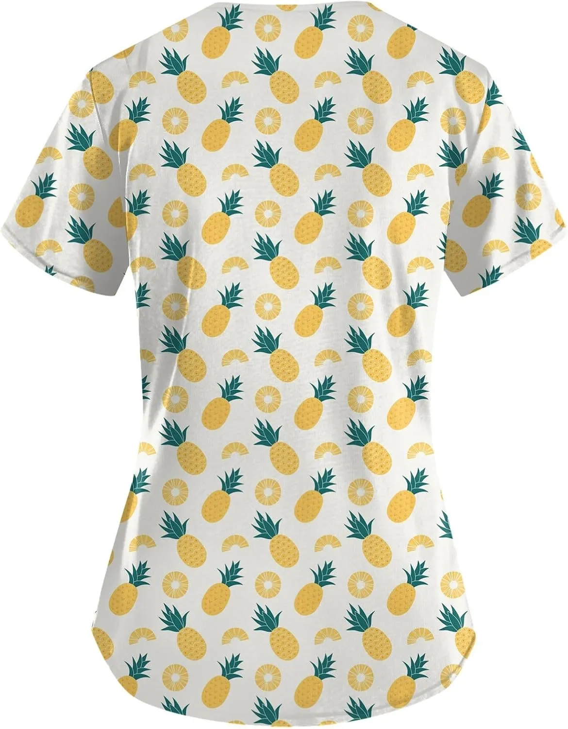 Scrubs for Women Short Sleeve Printing Working T-Shirts V Neck Blouses Classic Fit Scrubs Tops with Pockets