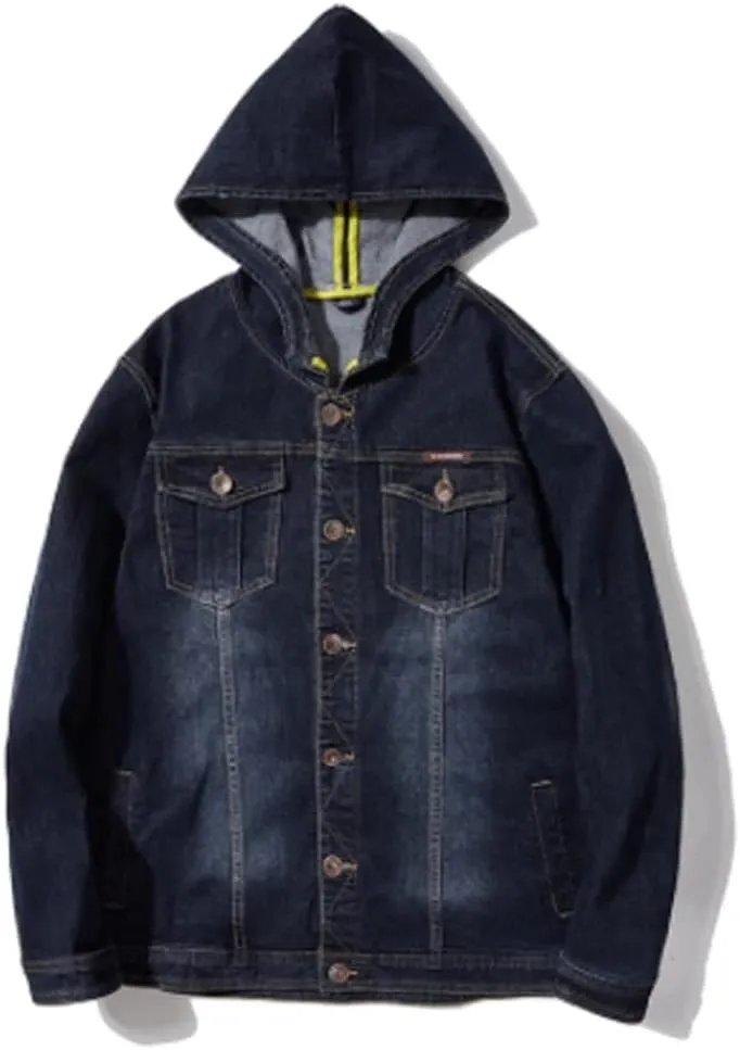 Streetwear men cotton Hooded denim Jacket Motorcycle men Slim Casual Jeans Jacket coats Plus Size