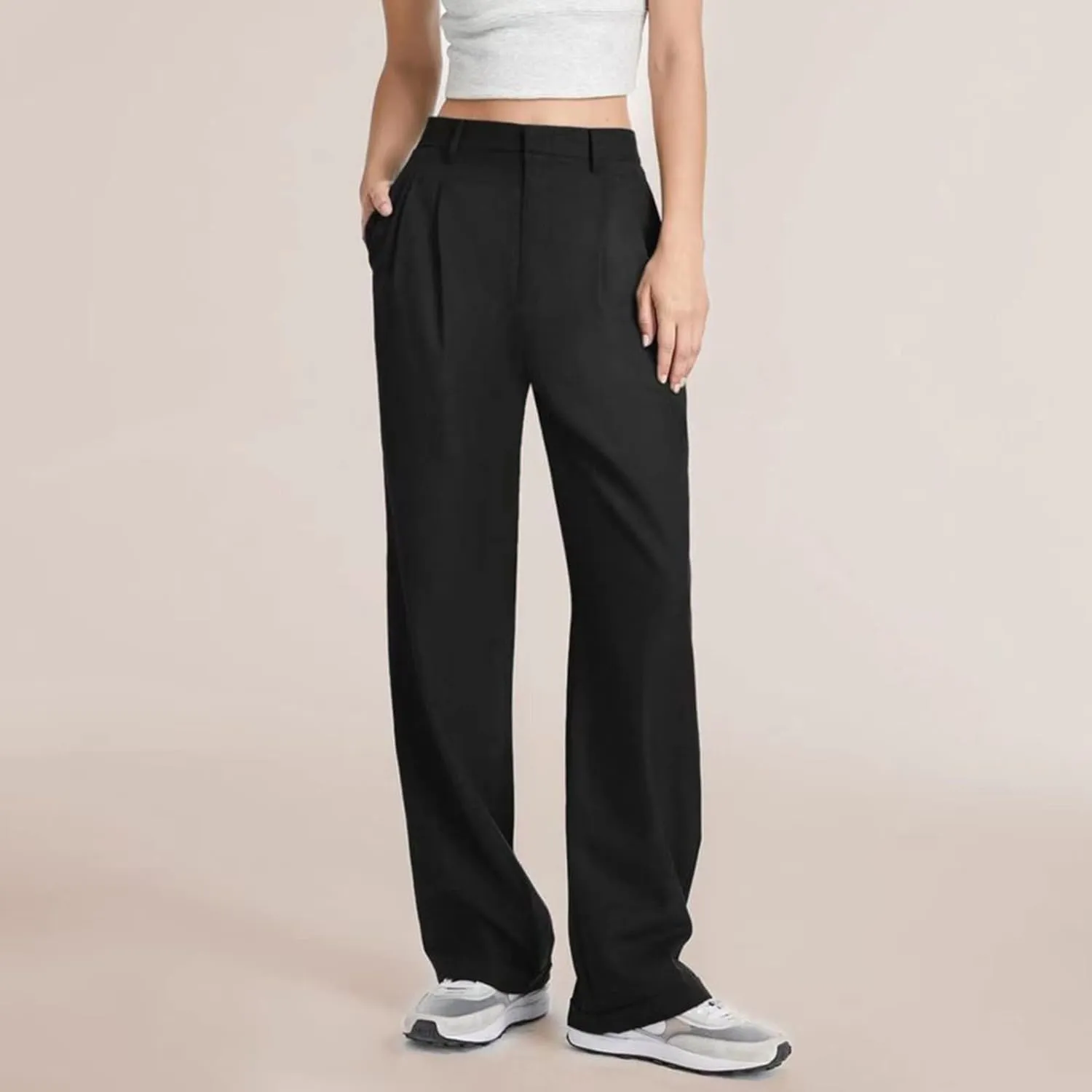 Women Cotton Linen Summer Y2K Fashion Palazzo Lounge Pants High Waist Wide Leg Slim Fit Trouser Beach