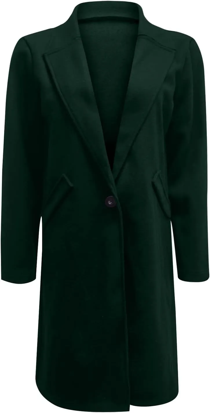 ZEFOTIM Trench Coat Women,Ladies Elegant Lapel Solid Button Down Blazer Casual Work Wear Long Windbreaker Trench Coat